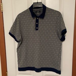 ALFANI Large Polo - Navy Blue and Gray - Argyle